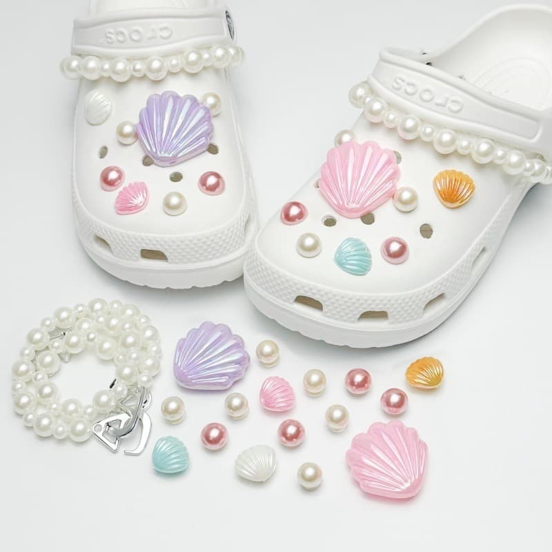 Macaron Gradient Color Shell Resin Ocean Series Accessories DIY Bead Chain Shoe Buckle Accessories Clog Shoe Accessories