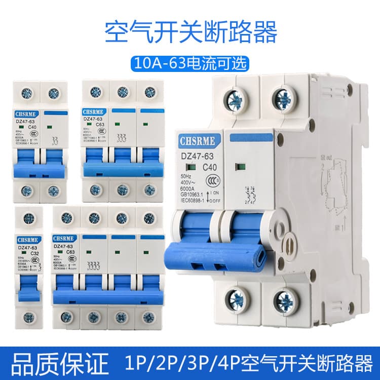 DZ47-63 Air Circuit Breaker for Home Use, Miniature Circuit Breaker with Leakage Protection, 63A Main Switch Protector