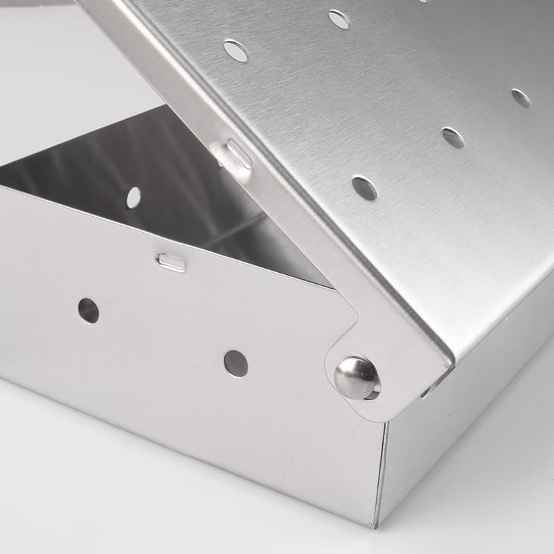 BBQ Barbecue Tool Stainless Steel Smoking Box, Portable Outdoor Camping Grilling Rectangular Home Use Wood Chip Smoker