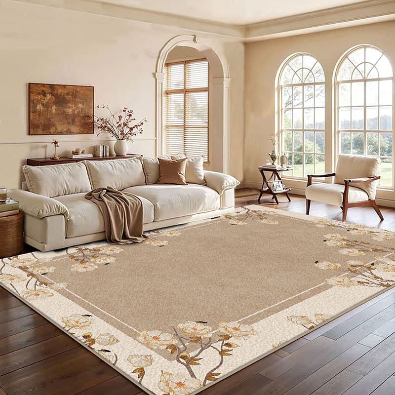 Cream Style French Living Room Carpet, Thickened Faux Cashmere Carpet, Light Luxury High-End Waterproof, Full Room Carpet Mat