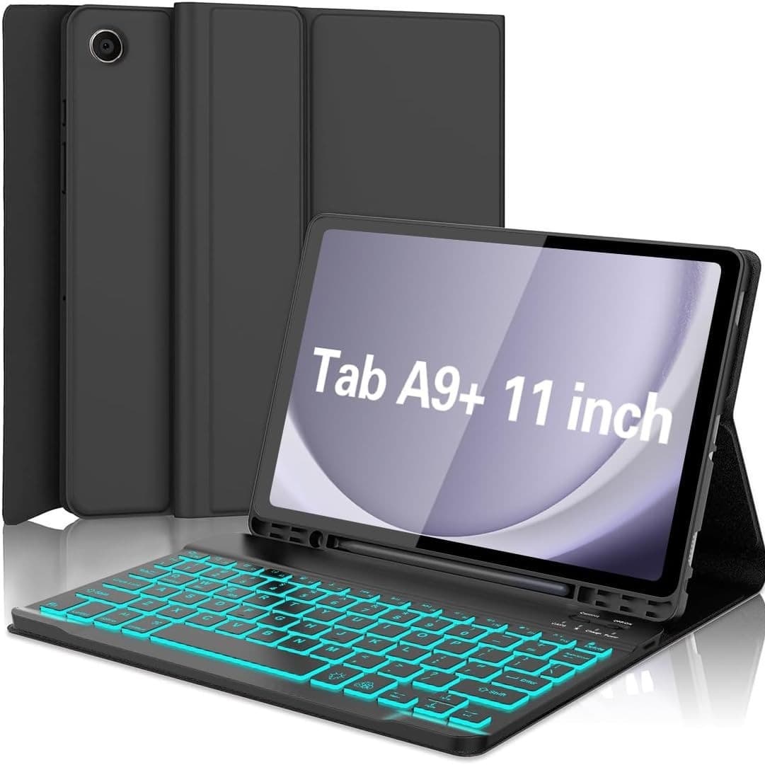 Samsung A9 Plus Tablet Protective Case S10 Fe Blue Keyboard Magnetic Pen Slot S9 Leather Case A8 Colorful Backlight 7 Suitable