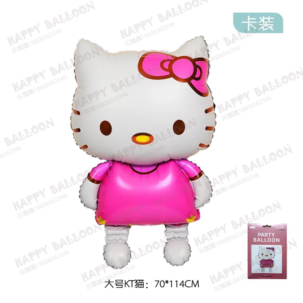 Large 1 Meter KT Cat Aluminum Foil Balloon for Girls Birthday Party Decoration, Cartoon Kitty Cat Cute Balloon