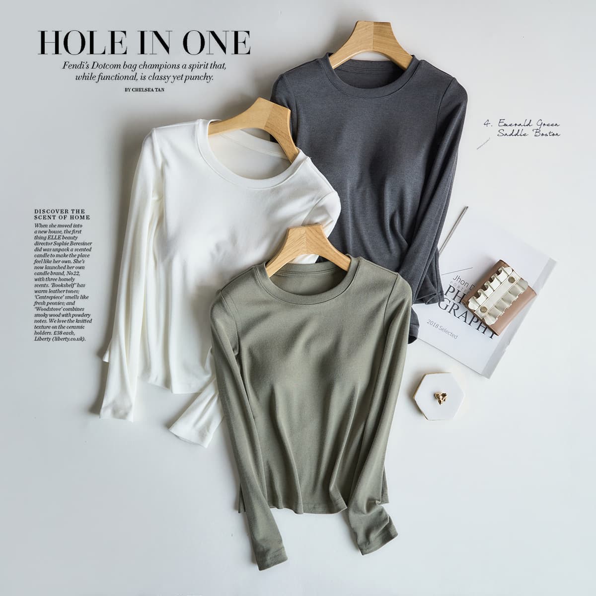 Solid color autumn/winter knit top with built-in bra pads, versatile long-sleeve T-shirt, round neck, pullover, slim fit layering top.