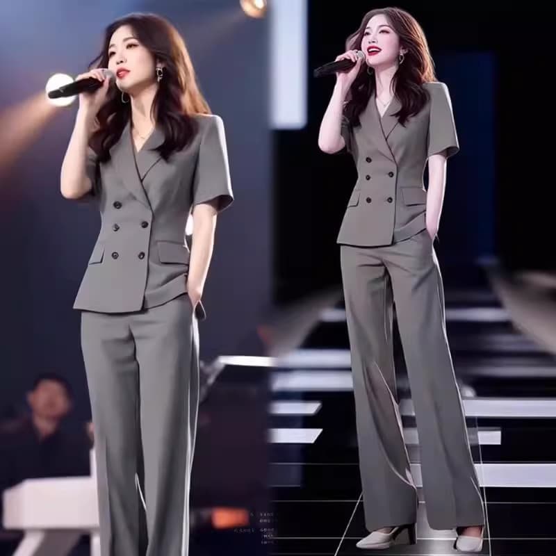 Professional Suit Set for Women Summer New Designer Fashion Suit Jacket with Wide-Leg Pants Two-Piece Set Spring Autumn Trousers