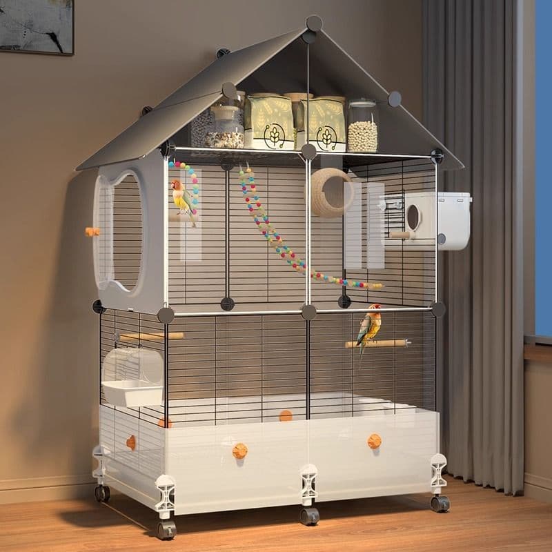 Bird cage parrot large new splash-proof home black phoenix tiger skin small sun peony special luxury villa bird cage