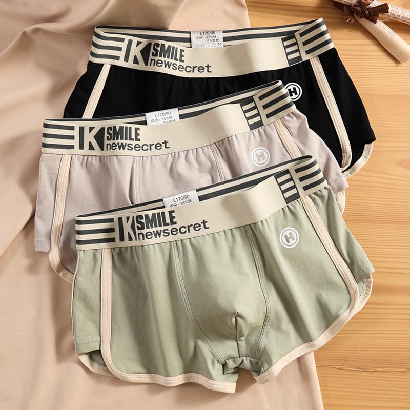 Men's Cotton Boxer Briefs Summer Loose Breathable Retro Flat Underwear for Teens and Adults