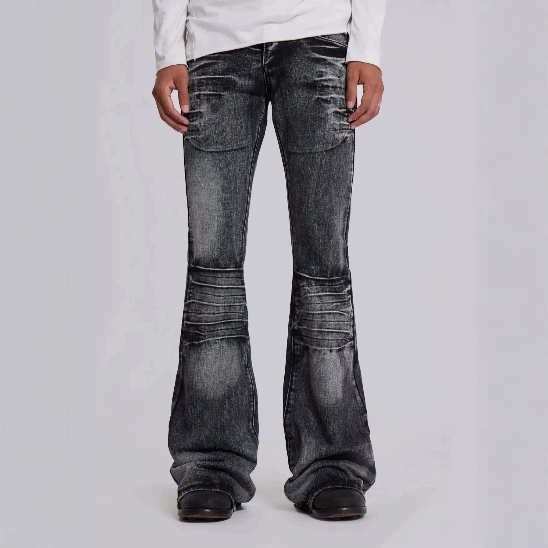 Jad European and American Cross-border London Washed Low-Rise Slightly Flared Jeans Unisex Y2K High Street Straight-Leg Long Pants