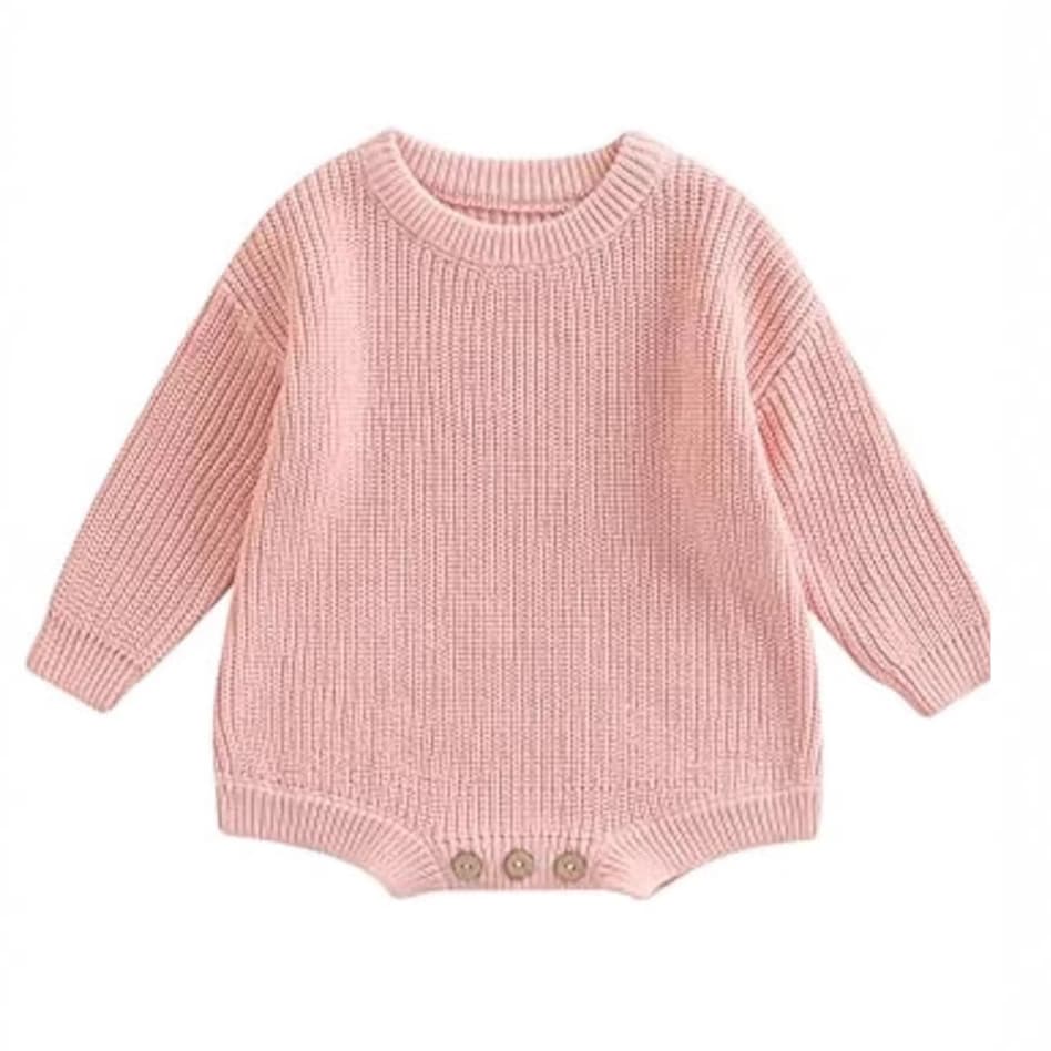 European and American A girls and boys knitted one-piece pullover sweatshirt jumpsuit autumn and winter infant newborn baby sweater