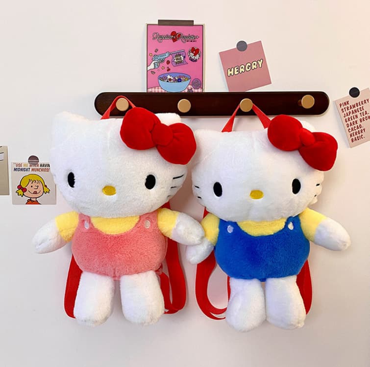 Cartoon Kt Cat Small Backpack Kidsren's Fun Coin Purse Travel Leisure Snack Bag Cute Plush Shoulder Small School Bag