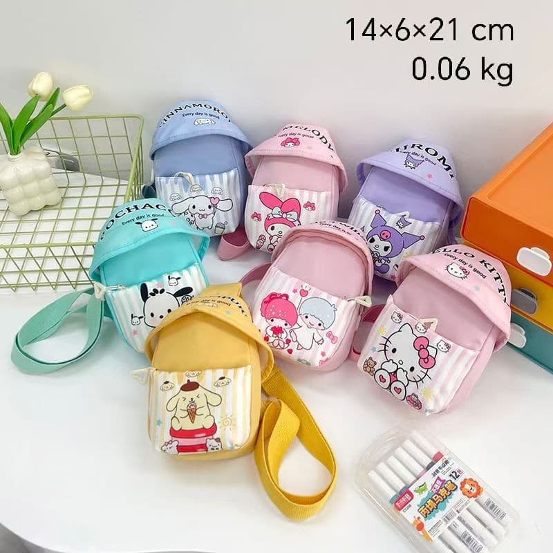 New Cartoon Children Kuromi Cute Western Crossbody Bag Super Cute Baby Backpack Sweet Coin Outing Chest Bag