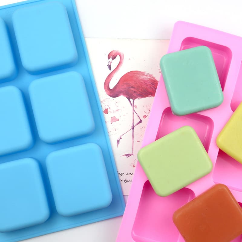 6-Cavity Large Rectangle Soap Silicone Mold Silicone Cake Mold DIY Baking Mold Round Silicone Mold