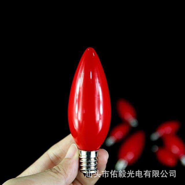 Yuyi C30 large red bulb with steel tip, E14 medium flat bulb, candle-shaped bulb with glass tungsten filament, factory direct supply.