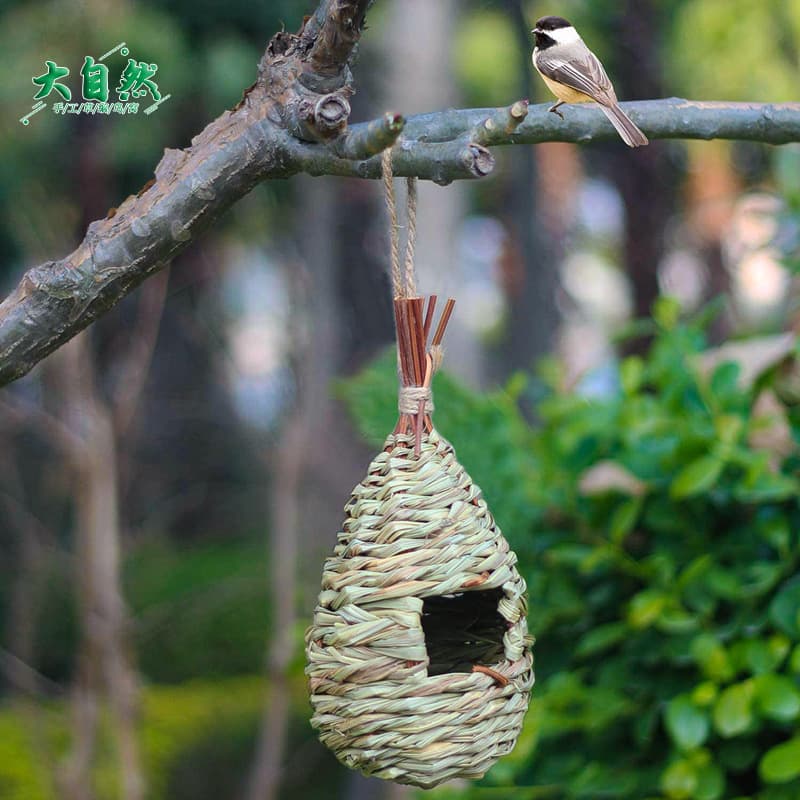 Wholesale Cross-Border Handmade Woven Bird Nest, Birdhouse Garden Decoration, Creative Eco Straw Woven Bird Cage for Garden Courtyard