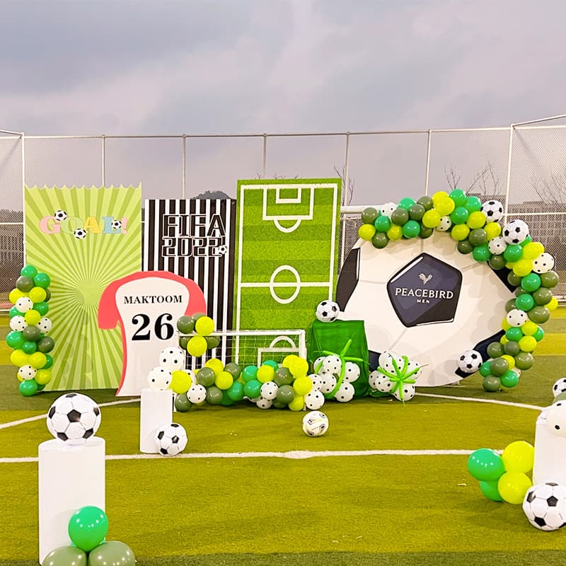 Football World Cup Theme Balloon Background Decoration KT Board Hotel Restaurant Star Player Silhouette Welcome Sign Setup