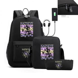 Cross-border New Katseye Music Backpack for Primary and Secondary School Students, Three-Piece Set Including Backpack, Shoulder Bag, and Pencil Case