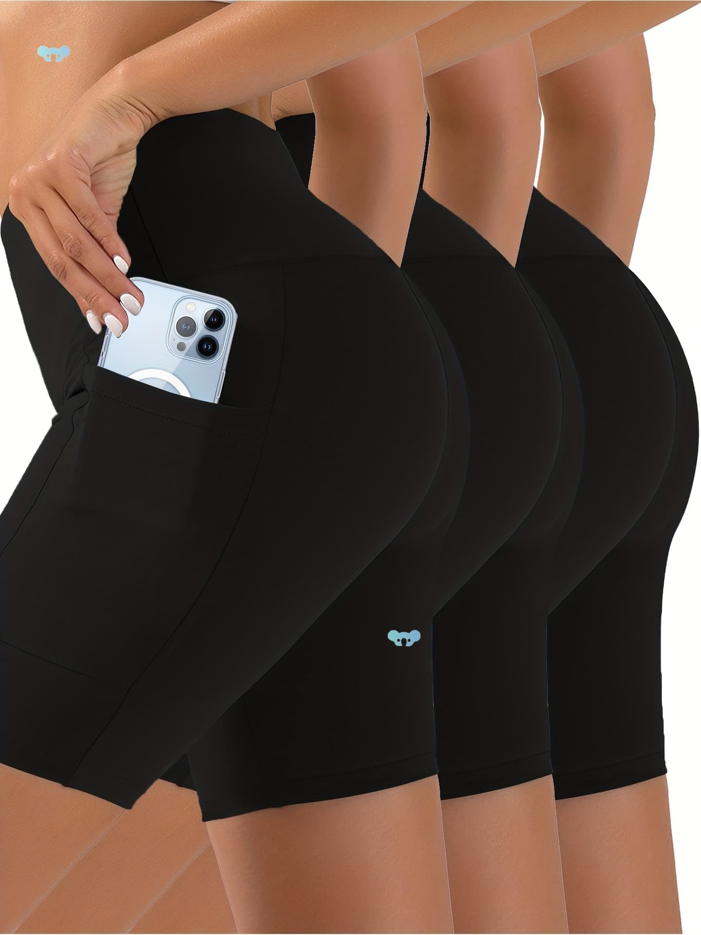 3-Pack Elegant Side Pocket Shorts Set for Women - Soft Fabric