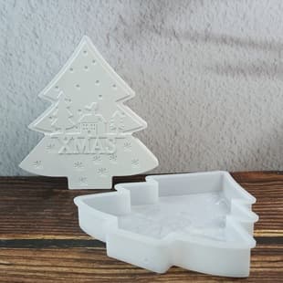 X1122 House Christmas Tree Ornament Decorative Cement Plaster Mold DIY Silicone Mold
