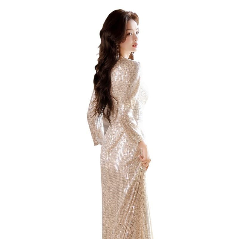 French Evening Gown 2026 New Luxury High-End Banquet Hostess Shining Dress