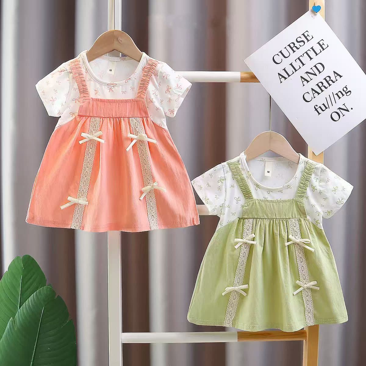 Children's Clothing 2025 Summer Newborn Toddler Girl Dress Cotton Casual Kids Baby Short Sleeve Cotton Skirt