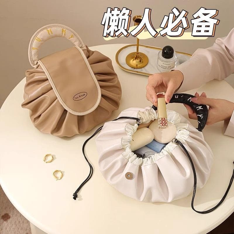 High-Aesthetic Lazy Bag Cosmetic Lipstick Organizer Travel Portable Makeup Bag Toiletry Storage Pouch