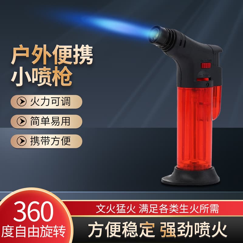 Windproof Moxibustion Lighter Flame Ignition Gun Direct Injection Cigar Spray Gun Outdoor Barbecue High Temperature Resistant Lighter Wholesale