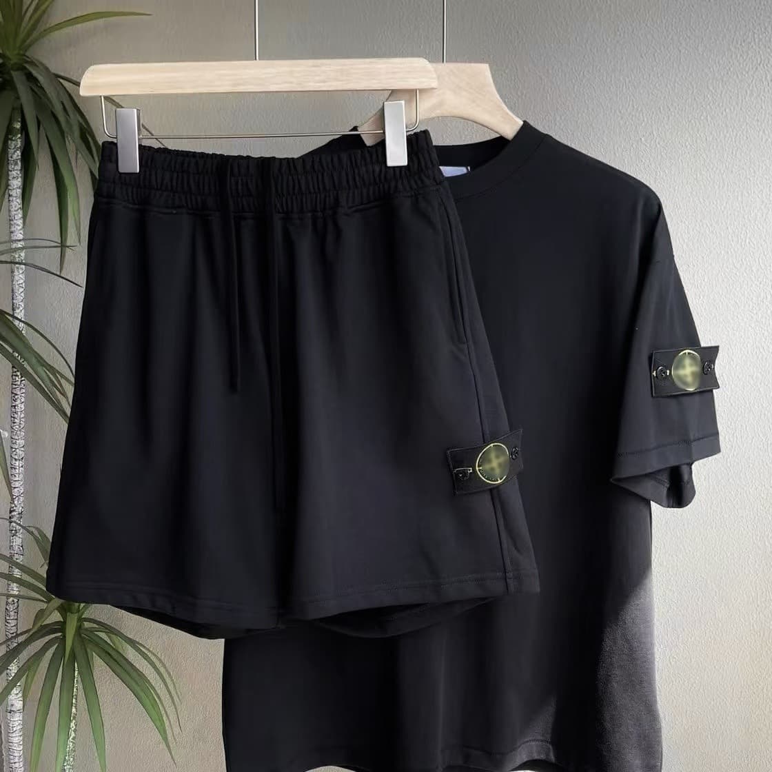 Summer Set 1 Zhangzai New Couple Set Casual Round Neck Short Sleeve Shorts Set Unisex Two-Piece