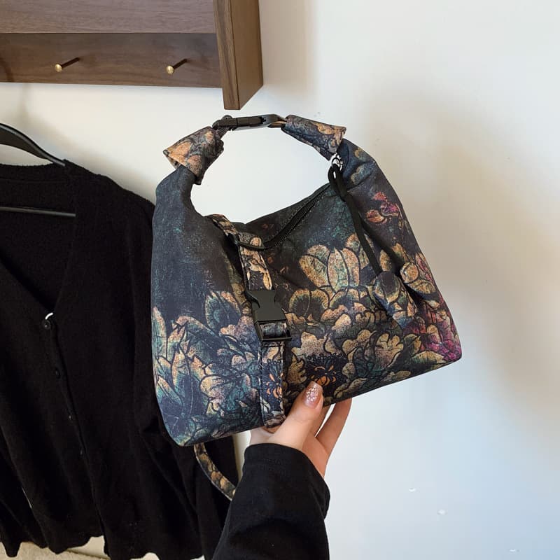 Fashion Bamboo Leaf Underarm Bag Chinese Minimalist Casual Crossbody Printed Handbag Crossbody Fashion Simple Dumpling Bag