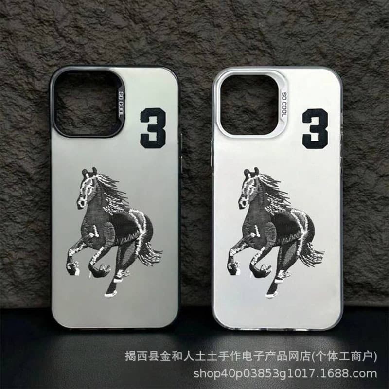 No. 3 Horse Apple 17 Phone Case iPhone 15 Silicone 16 Compatible 14 Pro Max Full Coverage 12 13 XS Max 7 8