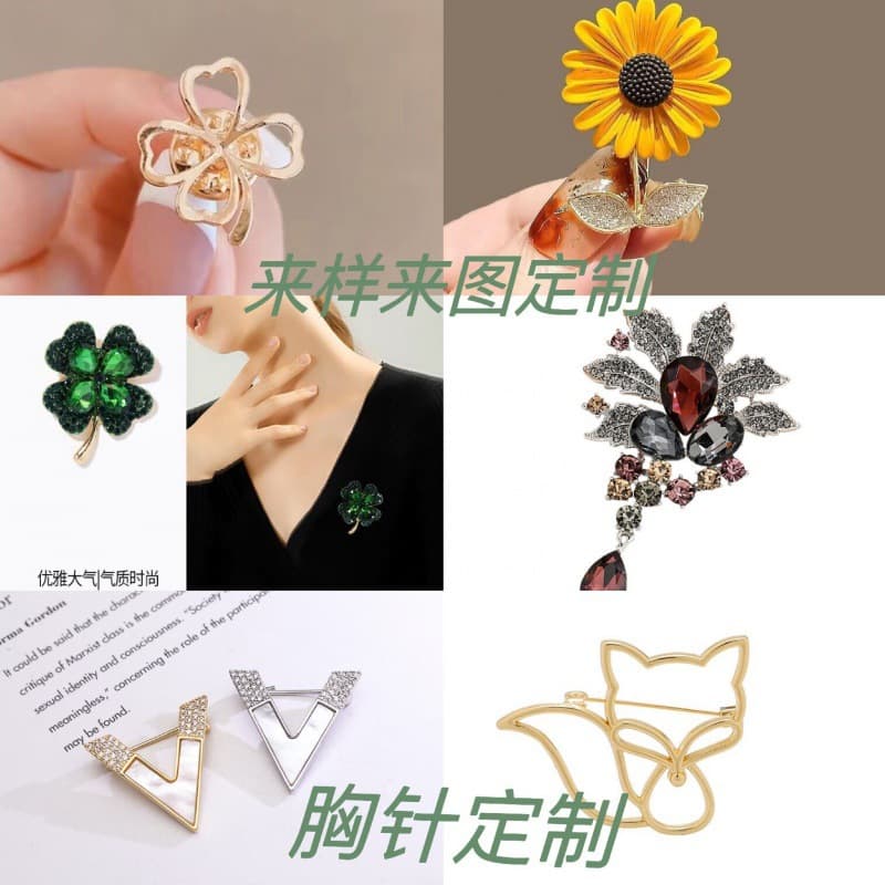 Brooch customization with logo letters/names, DIY metal from images, suitable for suit pins, hollow badges.