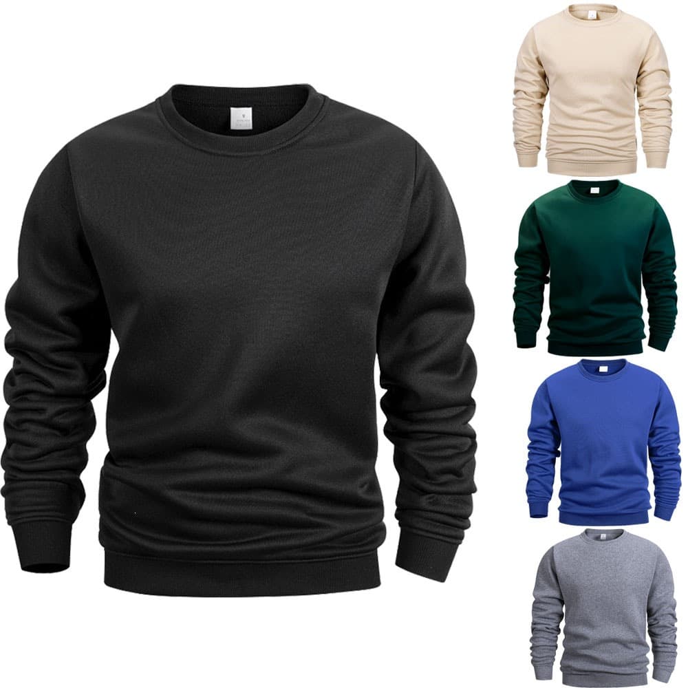 Men's Round Neck Sweatshirt, Solid Color Sportswear, Spring Outdoor Casual Daily Long Sleeve Pullover Top