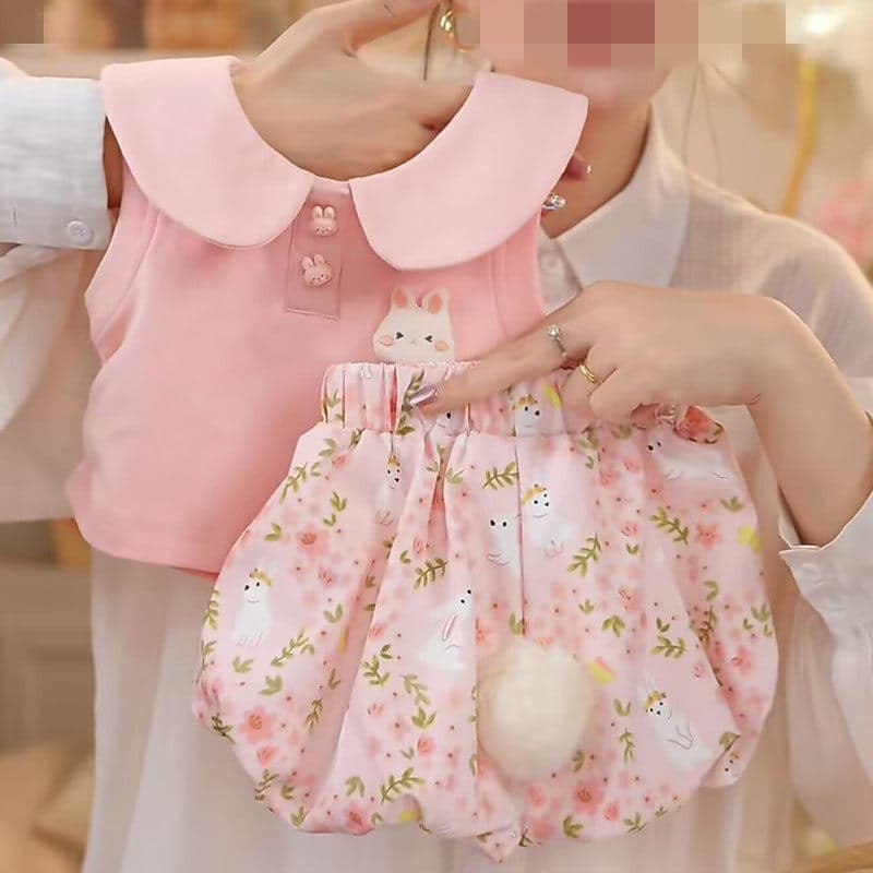 Girls Summer Outfit Set 2026 New Stylish Popular Infant Toddler Summer One-Year-Old Baby Girl Clothes Two-Piece Set