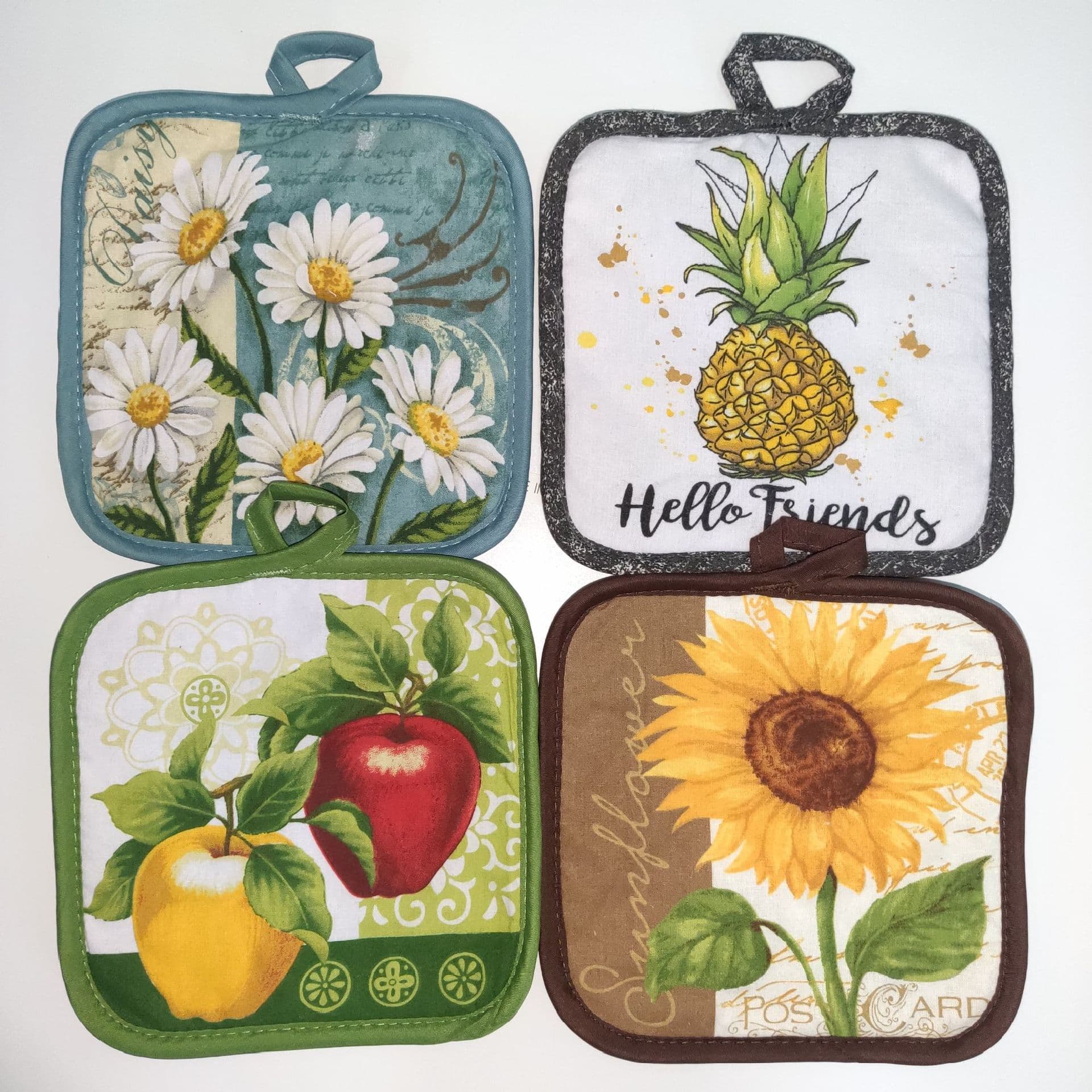 Manufacturer kitchen fabric insulation mat apple sunflower pineapple pot mat thickened coaster square creative pot holder