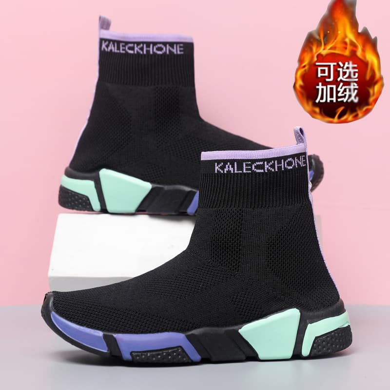 Women's cotton shoes new mesh socks plus cotton and velvet casual cotton shoes winter warm snow boots colorful high-top women's shoes