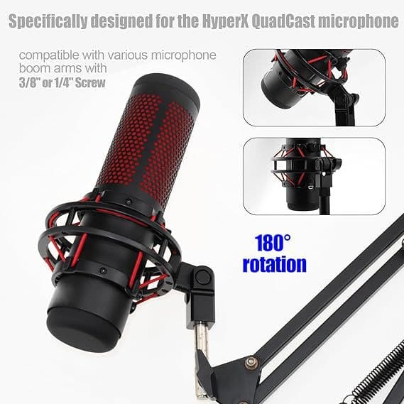 Microphone 3/8-inch or 1/4HyperX QuadCast microphone stand and boom arm adapter