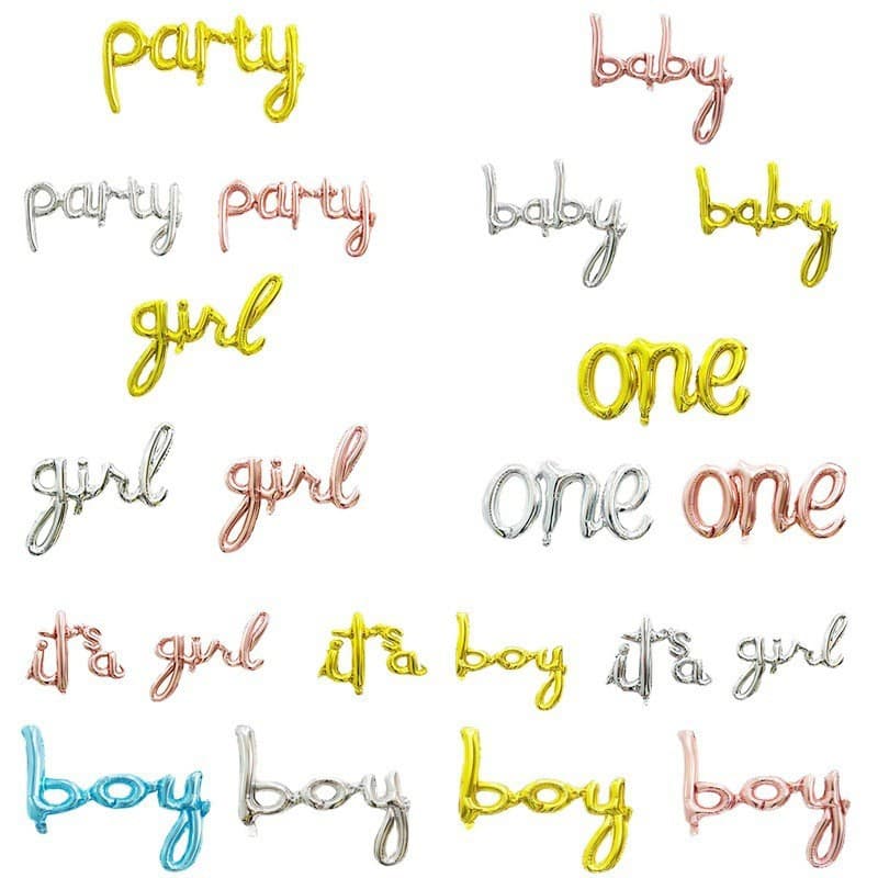 Cross-border Lowercase Connected Letter Party Baby Boy Girl Gender Reveal Foil