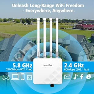 WiFi 6 Outdoor Access Point 3000Mbps Dual Band Wireless Access Point 500m Long Range WiFi Signal Booster