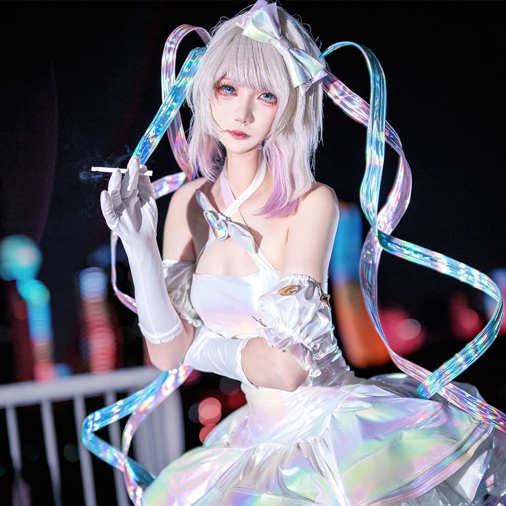 Streamer Girl Chaotianjiang Cosplay Costume Kangel Halloween Cosplay Full Set Dress with Puff Sleeves