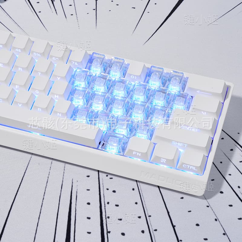 Heart Keycap Transparent High Aesthetic PC Material OEM Height 21-Key Thickened Clear Keycaps