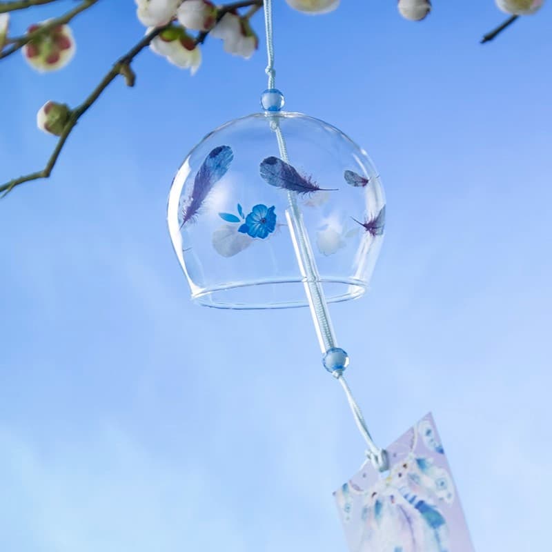 Little Red Book Same Style Camping Decoration Small Painted Japanese Edo-Style Glass Wind Chime