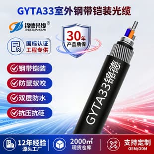 Jinde GYTA33 Steel Wire Armored Optical Cable 4-48 Core Single Mode Aluminum Sheath Submarine Cable Rodent-Proof Compression-Resistant Fiber Optic