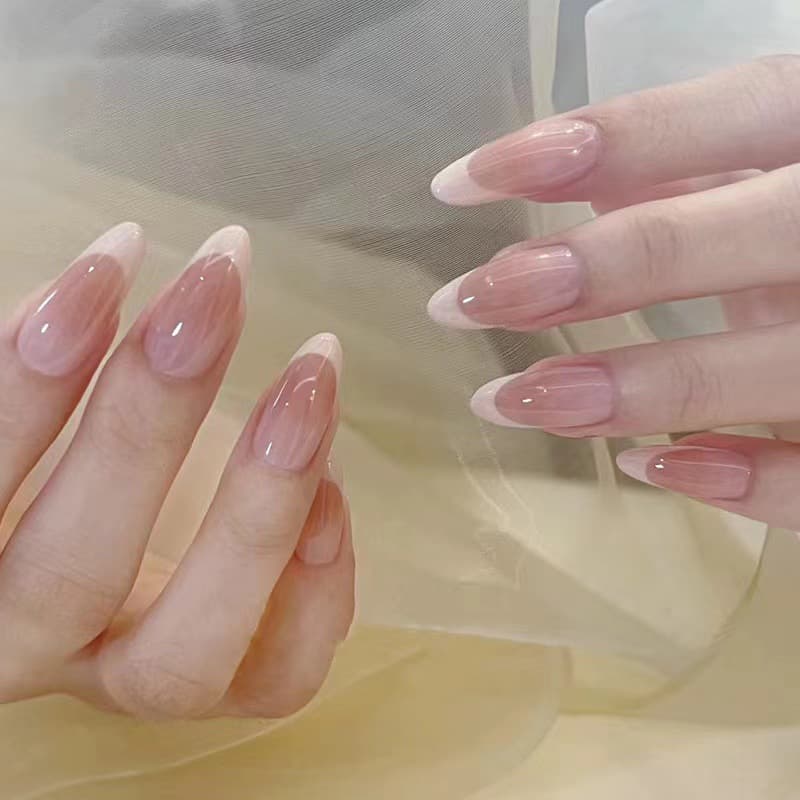 Wearable manicure French peach gradient pure lust temperament high-end detachable finished product wearable manicure