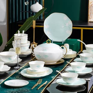 Bowls for Home 2024 New Style Chopsticks Jingdezhen Bone China Bowl and Plate Set Home Use Dinnerware Set Housewarming Gift