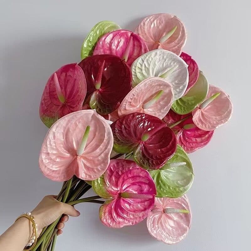 3D Printed Anthurium Artificial Flower Single Stem Fake Flower Home Wedding Decoration Floral Arrangement Wholesale