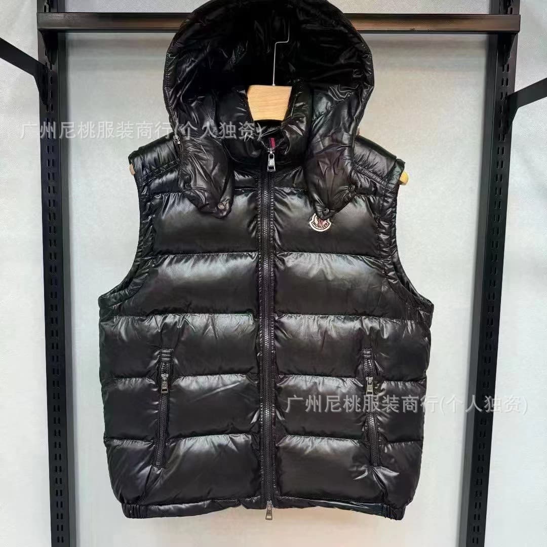 Foreign Trade MK Hooded Mayan Down Vest, White Duck Down, Unisex, Glossy Thick Down Short Jacket
