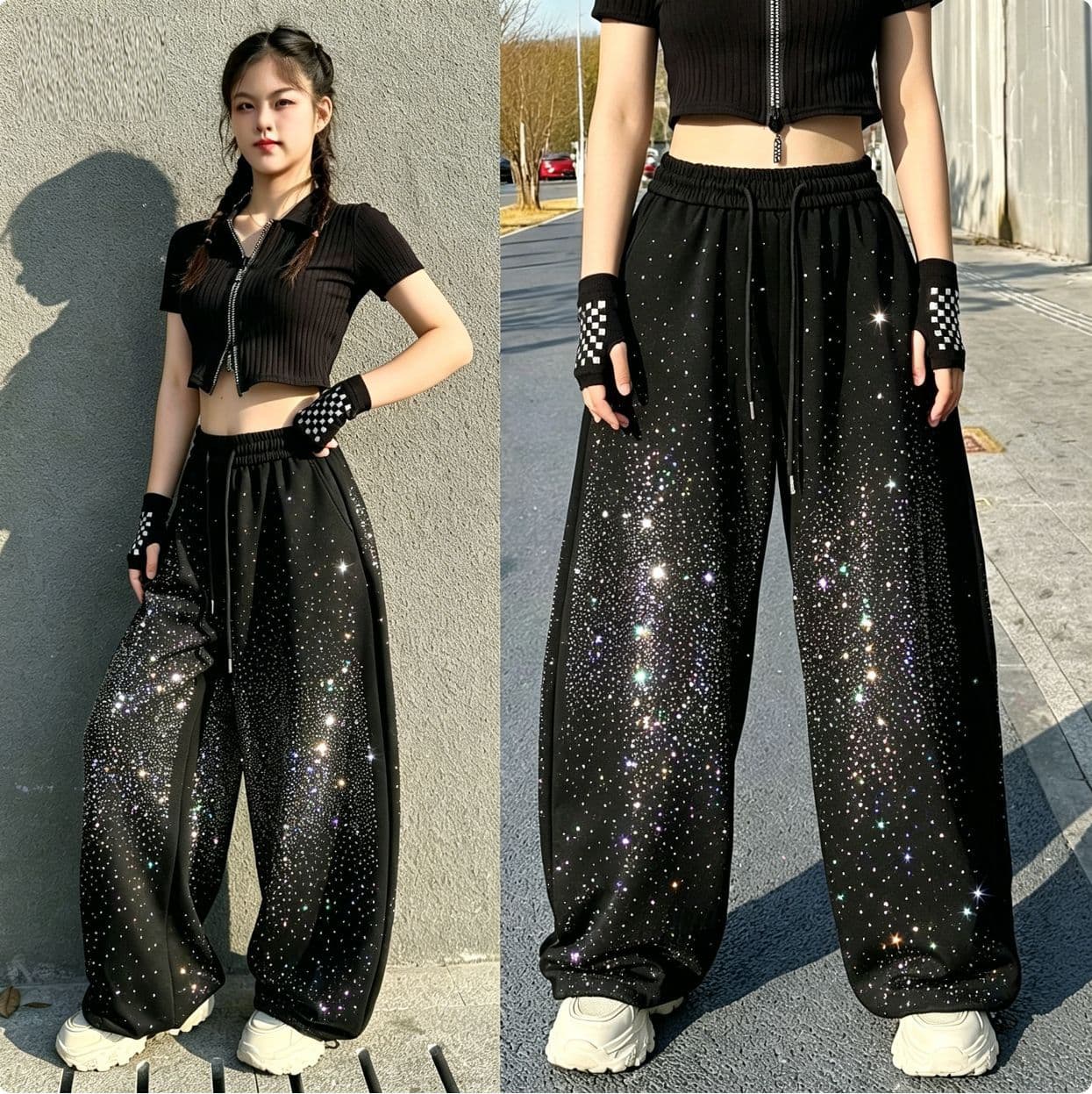 Cross-border 2026 New Sequin Sparkle Casual Sweatpants Starry Sky Hot Girl Style Street Dance Jazz Dance Pants