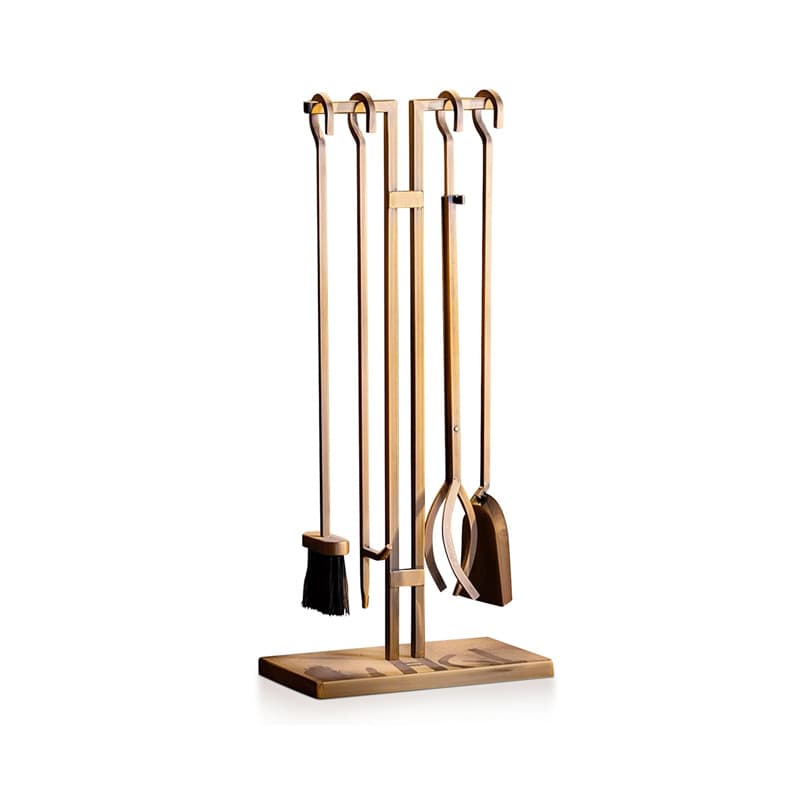 American-style fireplace cleaning tool set, iron fireplace tool set with tongs, ash shovel, and storage rack for real fire fireplaces