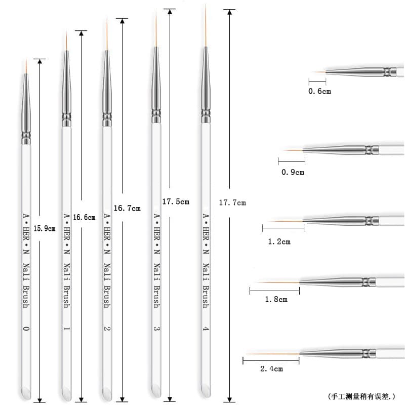 A·HER·N Nail Art Painting Brush Crystal Rod Liner Brush Line Drawing Tool Set for BJD