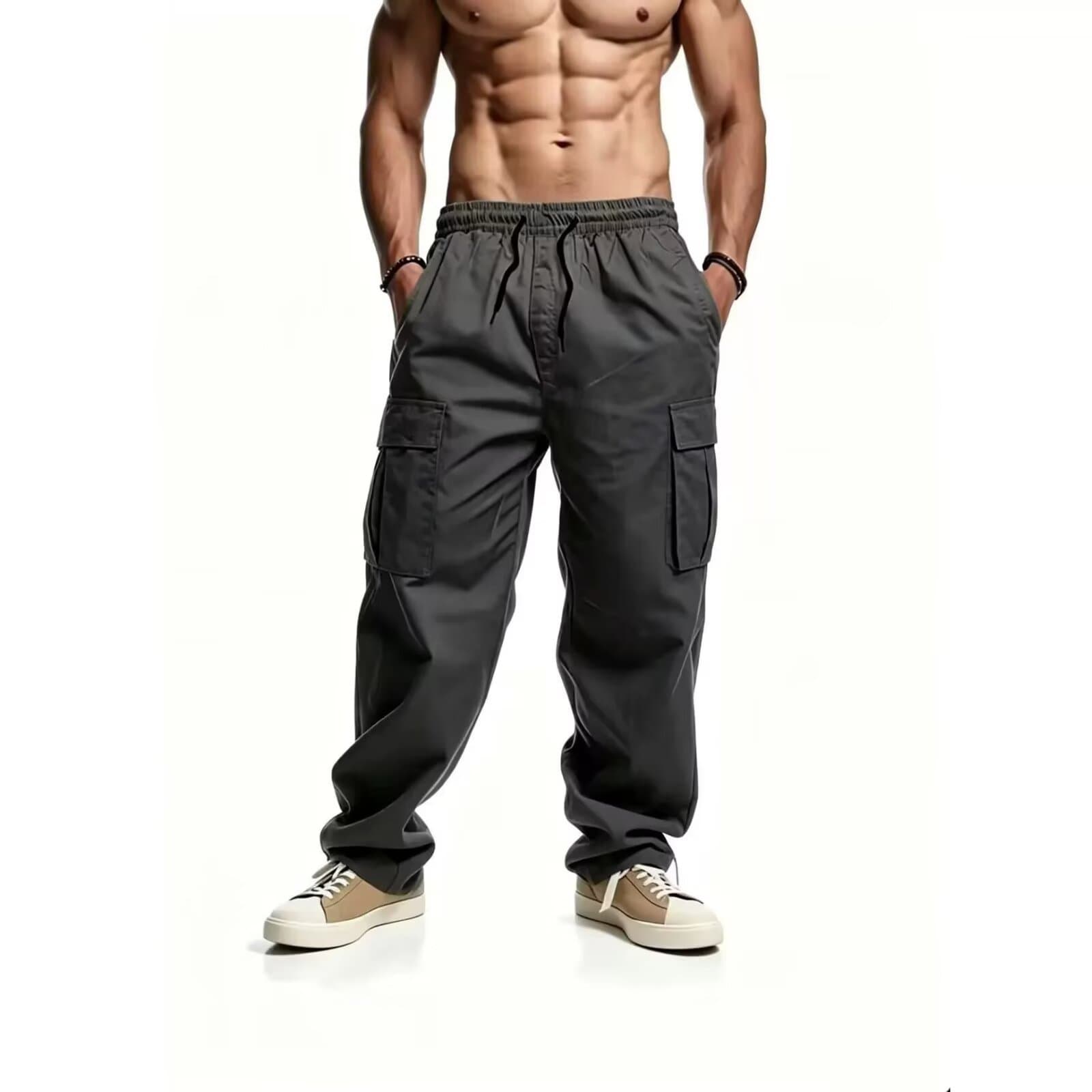 2024 Amazon new men's overalls European and American men's loose straight casual trousers men's overalls pocket pants