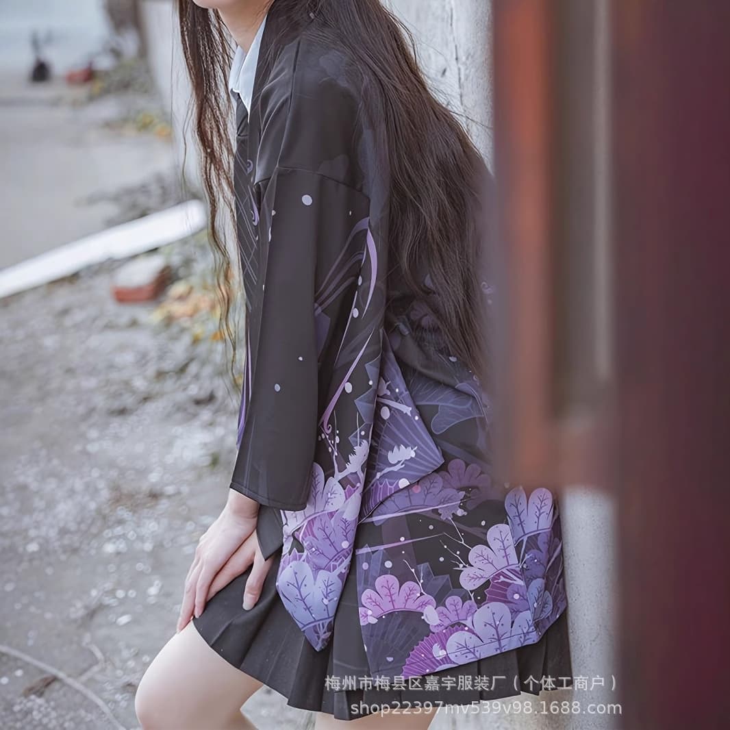 Japanese Thin Jacket Anime Cosplay Merchandise Kimono Phoenix Fire Bird Print Lolita Kimono Cardigan