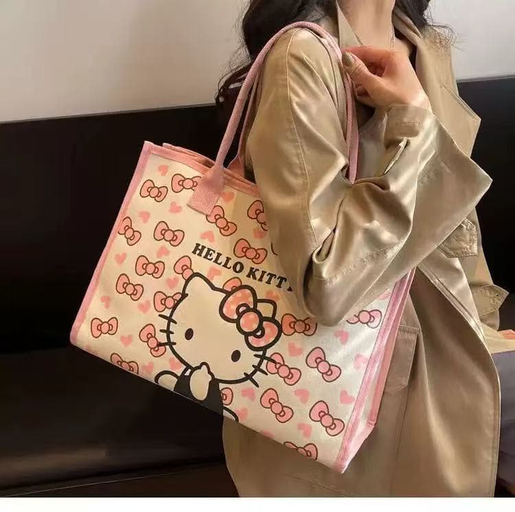 Cross-Border Sanrio Shoulder Bag Hello Kitty Women's Tote Bag Cute New Shoulder Large Capacity Commuter Handbag